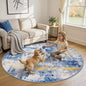 Washable Area Rugs 6ft Non-Slip Modern Abstract Soft for Living Room Entryway Bedroom Nursery, Print Pattern, Grey Blue Gold/Golden