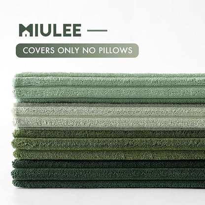 MIULEE Boho Farmhouse Sage Green Throw Pillow Covers 22x22 Inch Set of 4 Mordern Nordic Cushion Covers Soft Corduroy Spring Home Decor for Couch Bed Sofa Living Room Forest Green