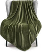 Exclusivo Mezcla Fleece Olive Green Throw Blanket for Couch, Sofa, Super Soft and Warm Blankets, All Season, Cozy, Plush, Lightweight, 50x60 Inches