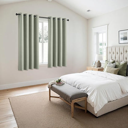 MIULEE Sage Green Blackout Curtains for Bedroom Living Room 63 Inches Long 2 Panels, Thermal Insulated Room Darkening Drapes Solid Grommet Noise Reduction Light Blocking Window Treatments 50x63 Inch