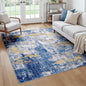 Washable Area Rugs Square 6ft Non-Slip Modern Abstract Soft for Living Room Entryway Bedroom Nursery, Print Pattern, Grey Blue Gold/Golden