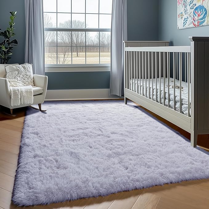 ONASAR White Area Rugs for Bedroom Living Room, Fluffy 4x6 Soft Shag Plush Bedside Rug, Indoor Floor Carpet for Nursery Kids Girls Boys Teen Baby Dorm Playroom Home Office Decor Aesthetic