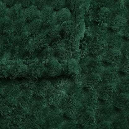 Puncuntex Dark Green Throw Blanket 60"×80" inches Fuzzy 3D Jacquard Decorative Flannel Fleece Super Soft Plush Cozy Blanket for Couch Sofa Chair Lightweight