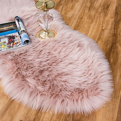 EasyJoy Ultra Soft Fluffy Shaggy Area Rug Faux Fur Rug Chair Cover Seat Pad Fuzzy Area Rug for Bedroom Floor Sofa Living Room (2 x 4 ft Sheepskin, Pink)