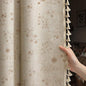 Boho Floral Spring 100% Blackout Curtains 84 Inch Length 2 Panels Set, Linen Texture Farmhouse Curtains with Beige Tassel for Living Room Bedroom, Vintage Rustic Rod Pocket,Beige