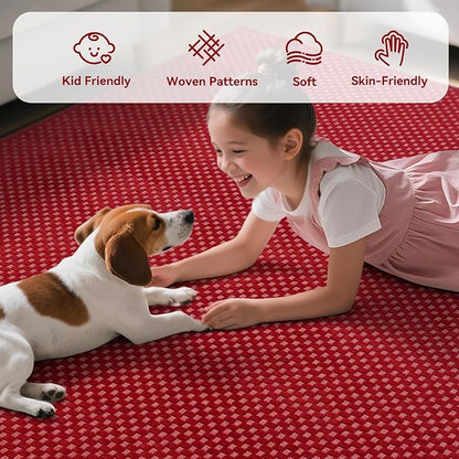 YDKGL 2x6 ft Kitchen Runner Rug Mat Non Slip Boho Woven Hallway Runner Washable, Soft Long Entryway Laundry Hall Floor Runners Rugs Carpet for Indoor Backdoor Bedroom Kitchen Living Room, Red