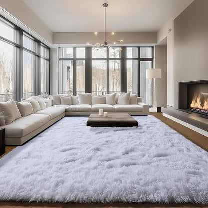 ONASAR White 8x10 Area Rugs for Living Room, Large Fluffy Shag Bedroom Rug, Soft Plush Thick Shaggy Big Floor Carpet for Kids Boy and Girls Teen Dorm Nursery Indoor Home Decor Aesthetic