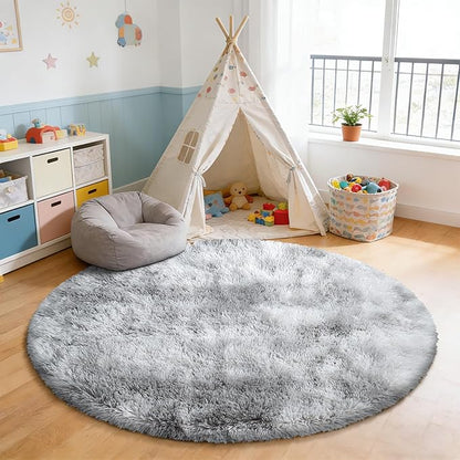 9x12 Fluffy Area Rugs for Living Room,Large Fuzzy Shag Area Rug for Bedroom,Soft Non-Shedding Indoor Plush Carpet for Kids Bedroom Nursery Home Decor,Tie-Dyed Grey