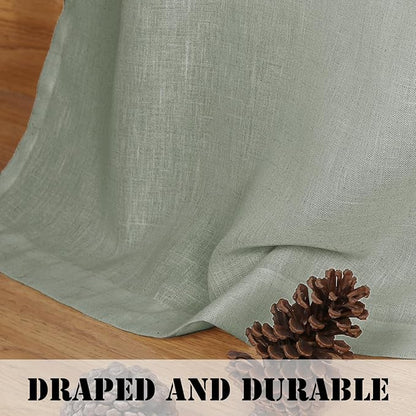 H.VERSAILTEX Living Room Linen Curtains - Semi Sheer, Nickel Grommet, Energy Saving Light Filtering Panels for Bedroom, Sea Grass, 2 Panels, 52 x 72 Inch