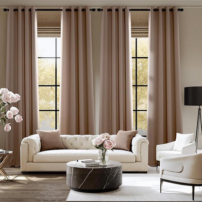 NICETOWN Cappuccino Grommet Drapes - Thermal Insulated Window Treatments for Living Room, Yard, Office, Flat, Hall - Heavy-Duty Construction, 2 Panels, W52 x L95