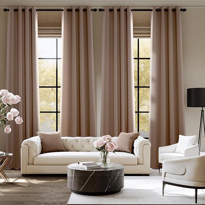 NICETOWN Room Darkening Draperies Curtains Panels, 2 Panels Cappuccino W52 x L108