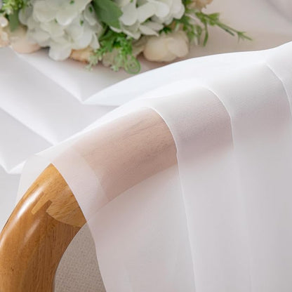 Chyhomenyc White Sheer Curtains 36 inch Length 2 Panels Set, Light Filtering Voile Rod Pocket Short Window Curtians for Bathroom Living Room Farmhouse Small Windows, Each 42Wx36L in, 2PCS, White