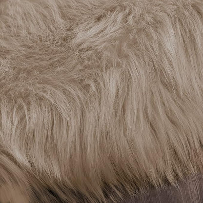 Latepis Light Brown Beige Round Area Rugs 5ft Faux Fur Fuzzy Rugs for Bedroom Washable Shag Rug for Living Room Floor Plush Rug Room Décor