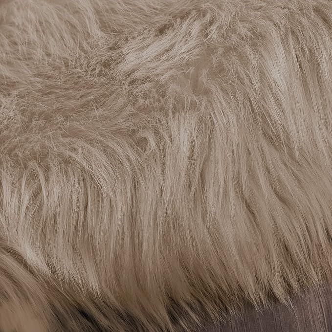 Latepis Large Round Rugs 6ft Light Brown Beige Circle Faux Sheepskin Rug Fluffy Fur Plush Shag Rug for Living Room Bedroom Carpet Plush Rugs Home Decor
