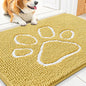 Smiry Dog Door Mat for Muddy Paws, Absorbent Dirt Trapper Non Slip Quick Dry Washable Chenille Mat for Mud Dogs, Entry Rug for Indoor and Outdoor (30x20 Inches, Yellow and White)
