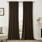 Guken Chocolate 100% Blackout Linen Curtains 102 Inch Length 2 Panels Set for Living Room Bedroom Back Tab/Rod Pocket Thermal Insulated Farmhouse Black Out Drapes Room Darkening,52x102