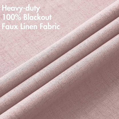 MIULEE Linen Texture Curtains for Bedroom Solid 100% Blackout Thermal Insulated Pink Curtains Grommet Room Darkening Curtains/Draperies for Living Room Nursery 52x84 Inch (2 Panels)
