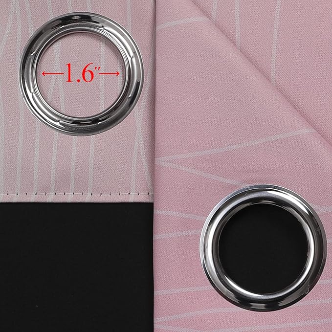 Estelar Textiler Ombre Sage Green and Pink Blackout Curtains 63 Inch Length 2 Panels for Playroom, Gradient Thermal Insulated Full Light Blocking Grommet Blackout Drapes for Kids Room, 52Wx63L