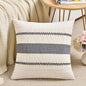 Fancy Homi Set of 1 Neutral Grey Farmhouse Decorative Throw Pillow Covers 16x16 Inch for Couch Bed Chair Indoors, Vintage Country Rustic Retro Room Decor, Soft Thick Cotton Handmade Woven Cushion Case