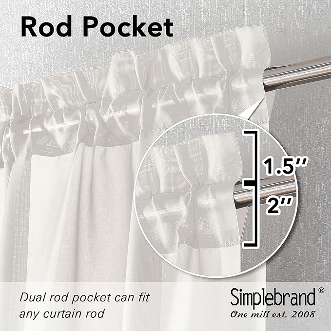 Simplebrand Ivory Sheer Curtains 120 Inches Long, Extra Long Rod Pocket Solid Color Window Sheer Curtain Panels, Elegant Curtains & Drapes for Living Room, Bedroom 2 Panels (Ivory, 59" W x 120" L)