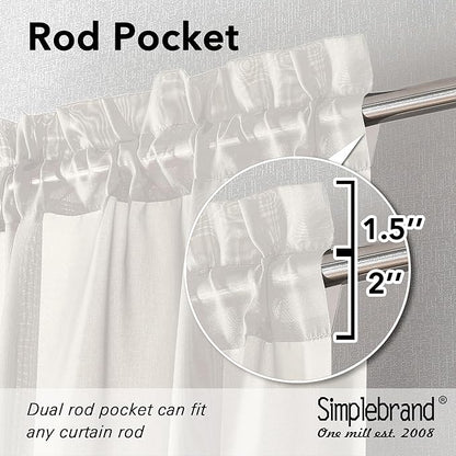 Simplebrand Ivory Sheer Curtains 120 Inches Long, Extra Long Rod Pocket Solid Color Window Sheer Curtain Panels, Elegant Curtains & Drapes for Living Room, Bedroom 2 Panels (Ivory, 59" W x 120" L)