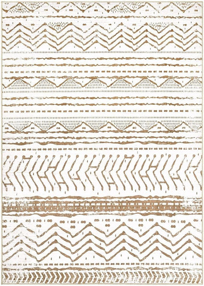 Nakagishi 6x9 Area Rugs Living Room: Washable Boho Large Neutral Soft Farmhouse Rug Stain Resistant Modern Indoor Floor Non-Slip Carpet for Bedroom Nursery Playroom Office Dining Dorm- White Brown