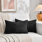 Fancy Homi 2 Packs Black Lumbar Decorative Throw Pillow Covers 20x28 Inch for Living Room Couch Bed Sofa, Rustic Farmhouse Boho Home Decor, Soft Striped Corduroy Rectangle Accent Cushion Case 50x70 cm