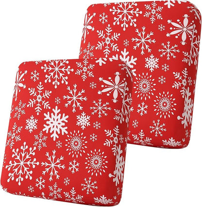 Smiry Printed Couch Cushion Covers, Stretch Soft Couch Covers for Sofa, Washable Non-Slip Sofa Slipcover Furniture Protector for Indoor and Outdoor (2 Pack, Red with White)