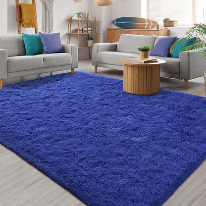 Chicrug Soft Area Rugs for Bedroom Living Room Plush Fluffy Rug 4x6 Feet, Shag Furry Area Rug Carpet Non Shedding for Nursery Children Kids Girls Room Home Decorative, Navy
