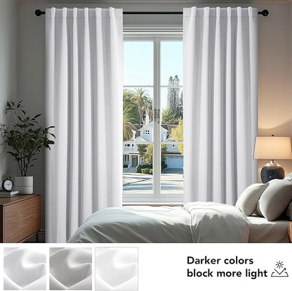 Deconovo Blackout Curtains, Thermal Insulated, W42 x L95 2 Panels, Back Tab, Machine Washable, Room-Darkening Drapes for Bedroom/Living Room Star White