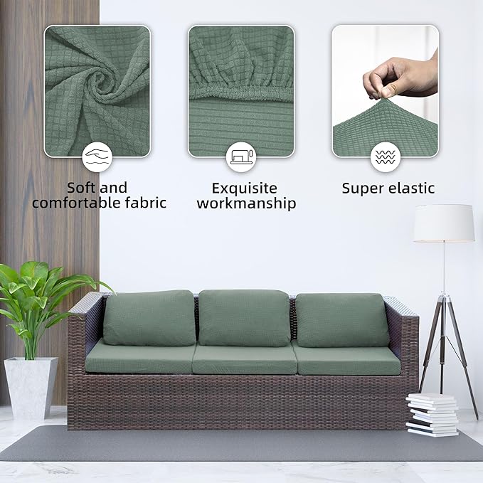 Outdoor Cushion Covers Set,8PCS Patio Furniture Couch Seat Slipcovers, Replacement for Sofa Sectional Chair(Cover，Only)