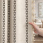 Beige Boho Blackout Curtains 2 Panels 84 Inch for Living Room Bedroom, Linen Texture Farmhouse Curtains with Tassels and Black Cotton Embroidery Vintage Rustic Western Rod Pocket