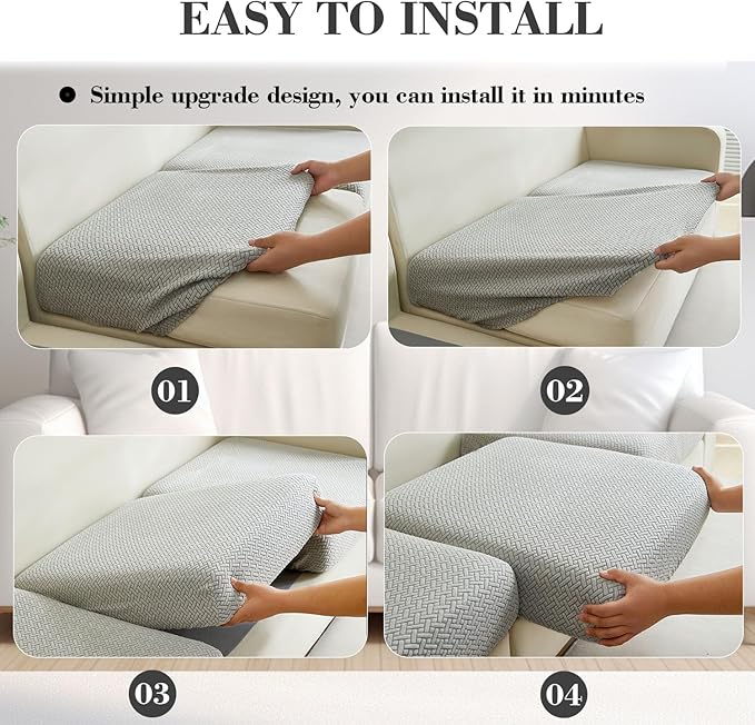 Sofa Covers Couch Covers for Sofa Pet Friendly Couch Cushion Covers Universal Sofa Covers Washable Stretch Slipcovers for Sectional Sofa (Texture Light Gray,Back Cover M)