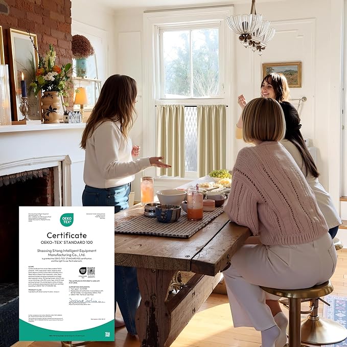 RYB HOME 100% Blackout Bathroom Curtains Over Sink 24 inches Long, Heat & UV Blocking Total Room Darkening Noise Reducing Curtains for Basement RV Campers, Biscotti Beige, 2 Panels Set