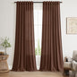 Mocha Brown Linen Curtains Semi Sheer96 Inches 2 Panels for Living Room Back Tab Rod Pocket Light Filtering for Bedroom Dinning Room Vintage Rustic Farmhouse Coastal Decor Protect Privacy 52x96