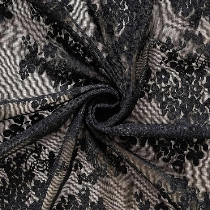 YJ YANJUN Vintage Lace Curtains 36 Inches Length-Gothic Cafe Curtains Short Kitchen Sheer Curtain Panels for Bathroom Spooky Halloween Holiday Party Decor 2 Panels 26 x 36 Inch