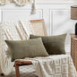 Fancy Homi 2 Packs Olive Green Long Lumbar Decorative Throw Pillow Covers 16x24 Inch for Couch Bed Sofa, Rustic Farmhouse Boho Home Decor, Soft Striped Corduroy Rectangle Accent Cushion Case 40x60 cm