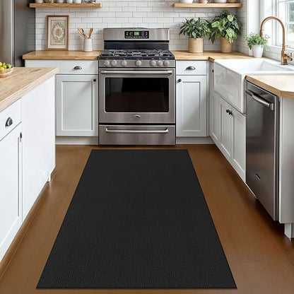 KOZYFLY Rugs for Entryway 3x5 ft Washable Area Rug Non Slip Rubber Backed Entry Rug Woven Indoor Door Mat Cotton Kitchen Rugs Floor Carpet for Entryway, Foyer, Backdoor, Black/Dark Grey