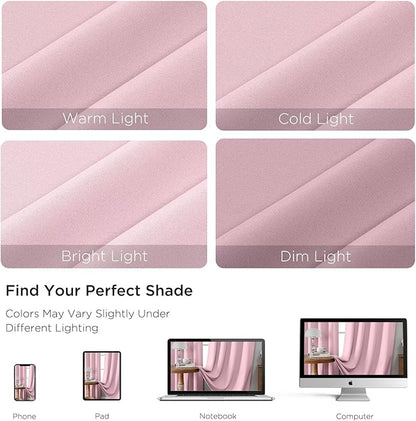 CUCRAF Light Pink Blackout Curtains 72 inch Length 2 Panels Set, Rod Pocket Room Darkening Drapes for Bedroom Living Room, Insulated Thermal Light Blocking Window Curtain (W52 x L72 Inch)