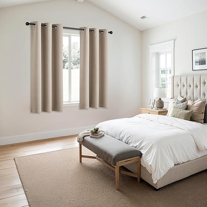 MIULEE Taupe Blackout Curtains for Bedroom Living Room 63 Inches Long 2 Panels, Thermal Insulated Room Darkening Drapes Solid Grommet Noise Reduction Light Blocking Window Treatments 40x63 Inch