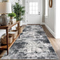 IOHOUZE Abstract Runner Rug 3x10 Ft Washable Runners for Hallways, Non Slip Kitchen Runner Printed Faux Wool Entryway Runner Indoor, Modern Abstract Floor Carpet for Hall Kitchen Bedroom, Black Grey