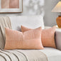 Fancy Homi 2 Packs Peach Lumbar Decorative Throw Pillow Covers 20x28 Inch for Living Room Couch Bed Sofa, Rustic Farmhouse Boho Home Decor, Soft Striped Corduroy Rectangle Accent Cushion Case 50x70 cm