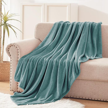 Exclusivo Mezcla Fleece Throw XL Blanket for Couch, Sofa, Super Soft and Warm Celadon Blankets, All Season, Cozy, Plush, Lightweight, 50x70 Inches