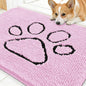 OLANLY Dog Door Mat for Muddy Paws 30x20, Paw Print Design, Absorbs Moisture and Dirt, Absorbent Non-Slip Washable Doormat, Quick Dry Chenille Mud Mat for Dogs, Entry Indoor Entryway Carpet, Pink