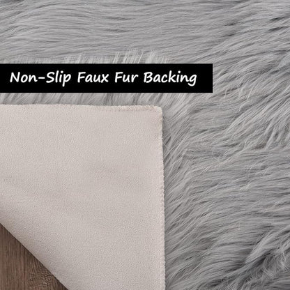 Goolela Grey Sheepskin Area Rug 5x7 Fluffy Fuzzy Furry Carpet for Bedroom Living Room Faux Fur Soft Plush Shaggy Washable Rectangle