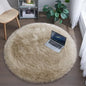 Fluffy Round Rug for Kids Room Beige Circle Faux Fur Area Rug for Bedroom, 4x4 Fuzzy Shag Rugs Furry Nursery Rug Teepee Mat, Circular Plush Floor Carpet
