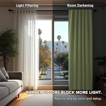 Deconovo Blackout Curtains, Thermal Insulated, W52 x L45 2 Panels, Back Tab, Machine Washable, Room-Darkening Drapes for Bedroom/Living Room Sage Green