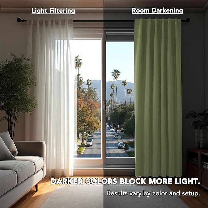 Deconovo Blackout Curtains, Thermal Insulated, W70 x L95 2 Panels, Back Tab, Machine Washable, Room-Darkening Drapes for Bedroom/Living Room Sage Green