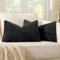 MIULEE Black Decorative Lumbar Throw Pillow Covers 12x24 Inch for Couch Bed Sofa Pack of 2 Boho Farmhouse Throw Pillows Soft Cross Corduroy Patchwork Textured Cushion Cases