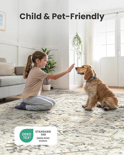 AMADA HOMEFURNISHING 2x6 Washable Runner Rug, Non-Slip Backing & Durable Edge Binding, Vintage Entryway Runner Rug for Bedroom & Hallway